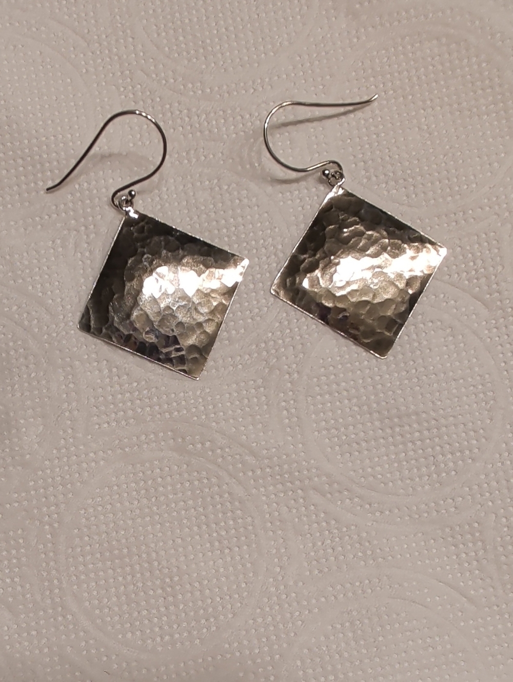 Inspiranza Hammered Silver Diamond Drop Earrings - Women Jewelry